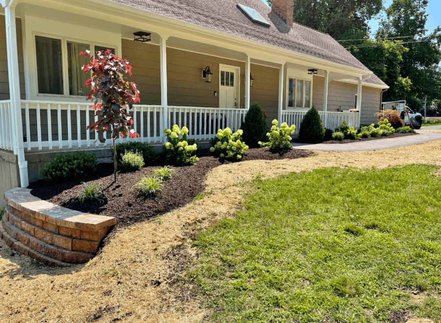 Extensive Outdoor Re-Design: Hardscape Walkway, Retaining Wall, Planting Design and Landscape Services in Shelton, CT